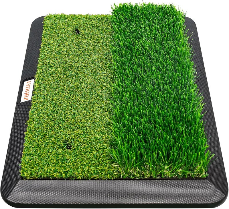 LYDARZ Golf Hitting Mats Training Equipment, Golf Practice Mat with Instant Swing Path Feedback, 3 Replaceable Golf Training Mats with No-Slip Heavy Duty Rubber Base - Image 1